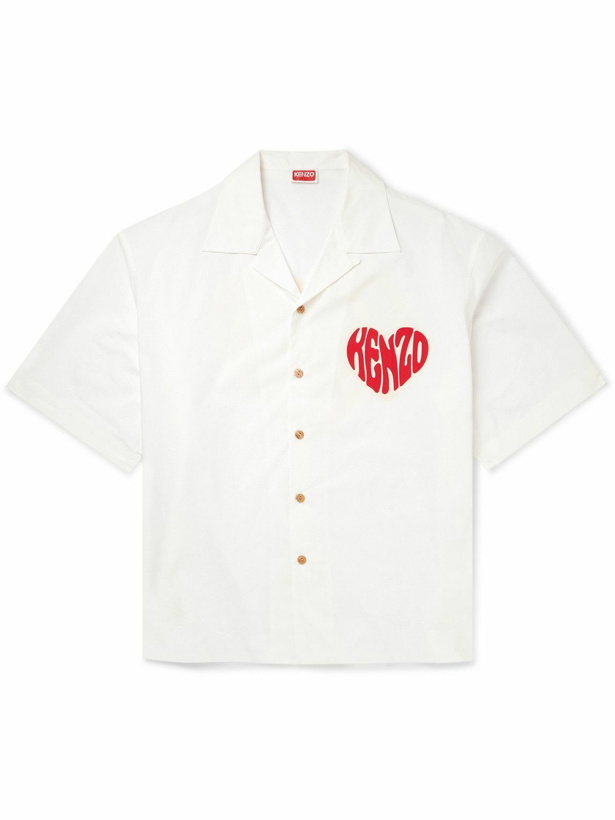 Photo: KENZO - Convertible-Collar Logo-Print Cotton-Poplin Shirt - White
