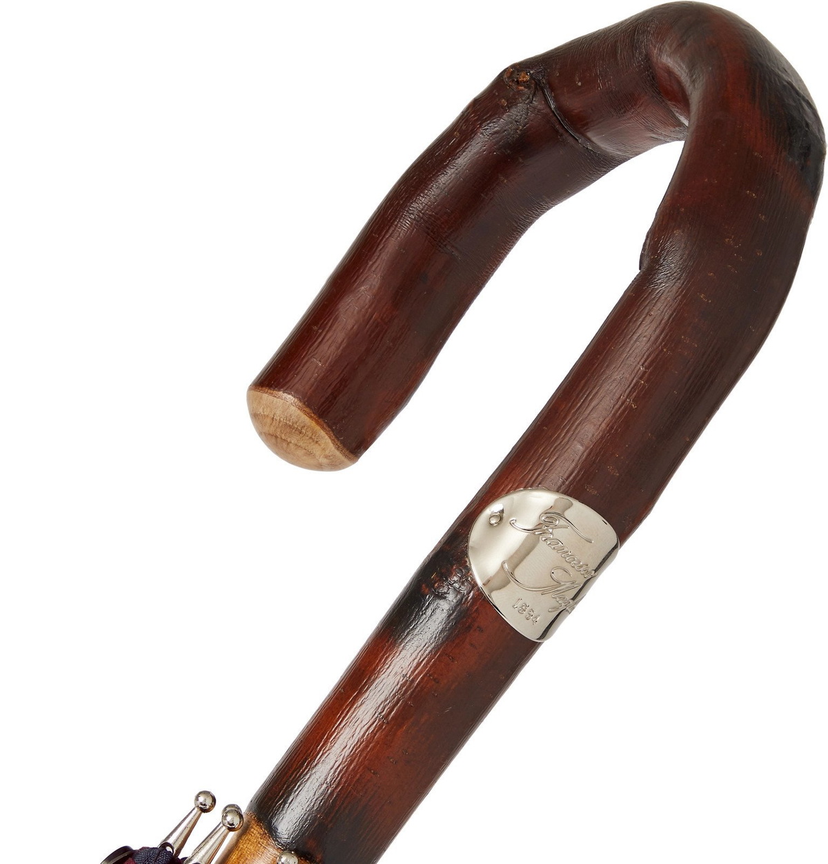 Francesco Maglia - Striped Chestnut Wood-Handle Umbrella - Blue