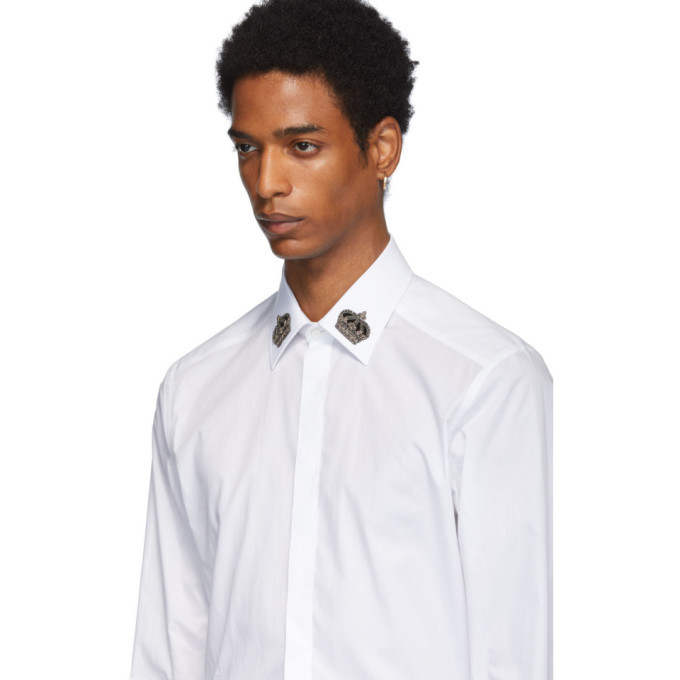 Dolce and Gabbana White Crown Collar Shirt