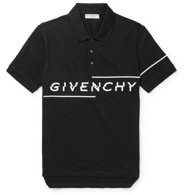 Photo: Givenchy - Logo-Embroidered Cotton-Piqué Polo Shirt - Black