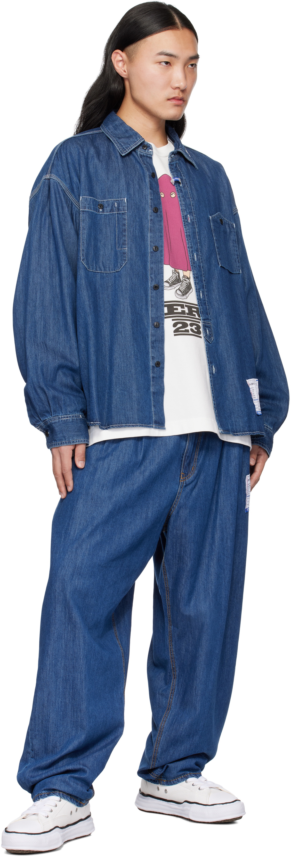 Maison MIHARA YASUHIRO Blue Cotton Tencel Long-Sleeve Denim Shirt 