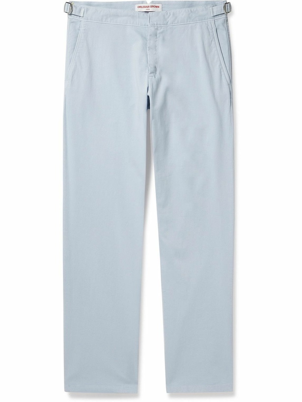 Photo: Orlebar Brown - Fallon Straight-Leg Cotton-Blend Twill Trousers - Blue