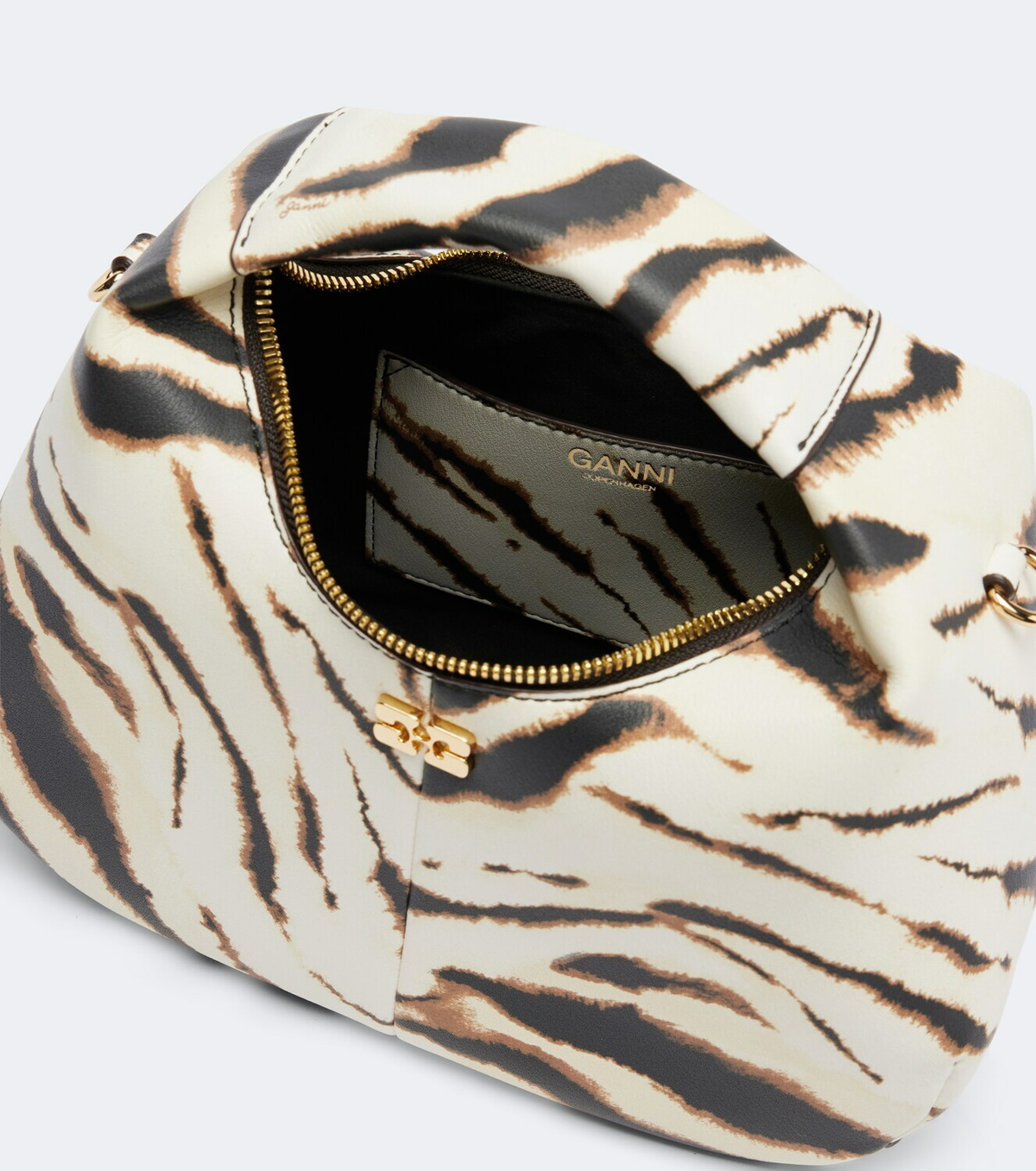 Ganni Mini zebra-printed tote bag