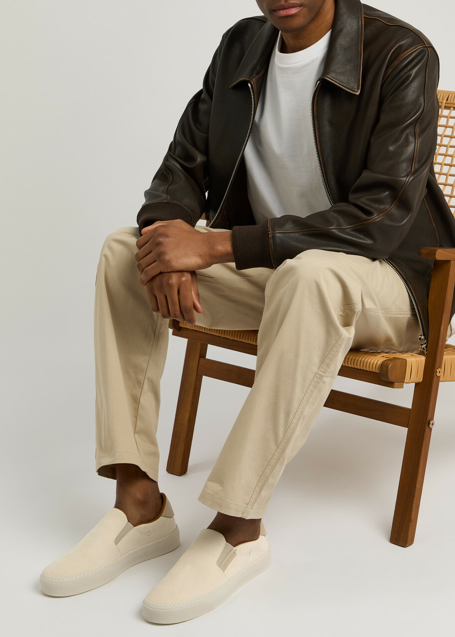 Moncler Monclub Suede Loafers Cream