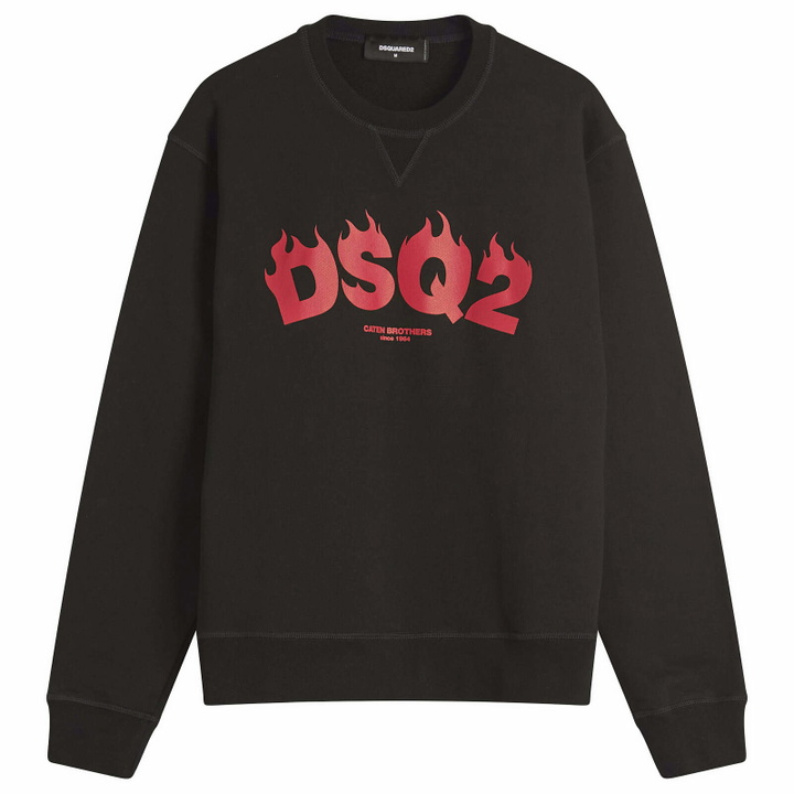 Photo: Dsquared2 Men's Flames Logo Cool Fit Crew Sweat in Black