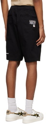 AAPE by A Bathing Ape Black Embroidered Shorts