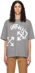 Off-White Gray Paint Script Over Skate T-Shirt