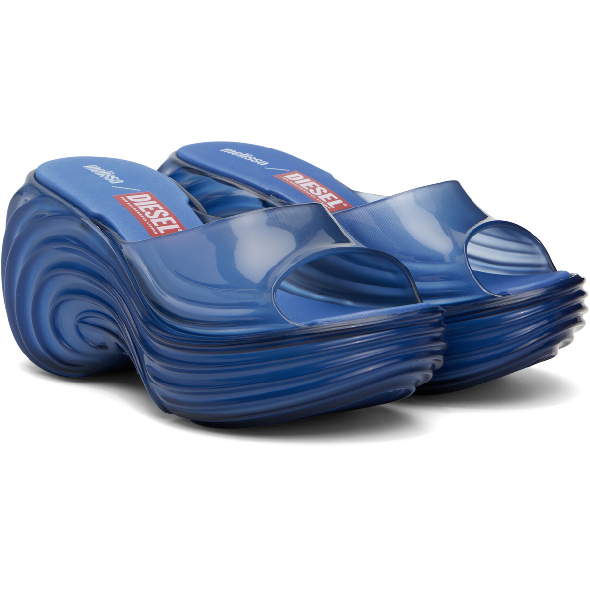 Diesel Blue Melissa Edition Platform Mule Heeled Sandals