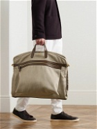 Mismo - Leather-Trimmed Herringbone Linen Suit Carrier