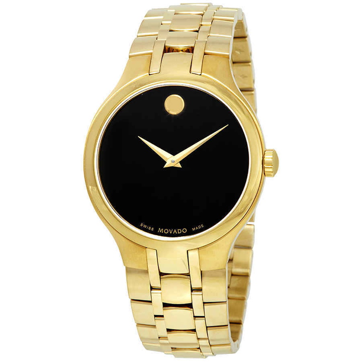 Photo: Movado Black Dial Yellow Gold PVD Watch 0607227