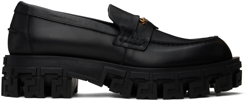 Photo: Versace Black Greca Portico Loafers