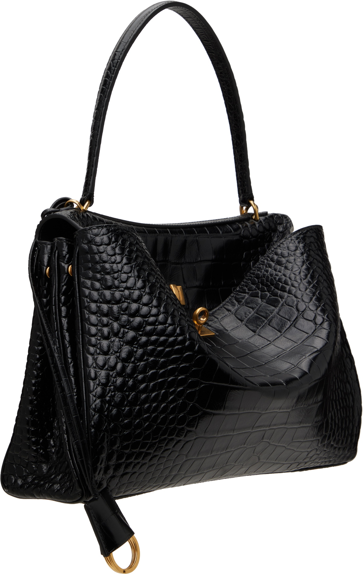 Balenciaga Black Croc Rodeo Medium Bag Balenciaga