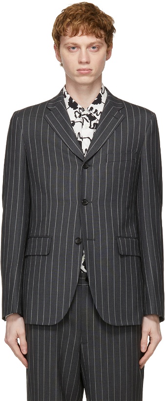 Photo: Comme des Garçons Homme Deux Grey Wool & Mohair Stripe Blazer