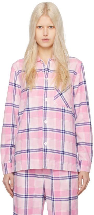 Photo: Tekla Pink Check Pyjama Shirt