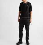 Burberry - Logo-Embroidered Contrast-Tipped Knitted Mulberry Silk Polo Shirt - Black