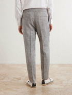 Brunello Cucinelli - Straight-Leg Pleated Herringbone Trousers - Brown