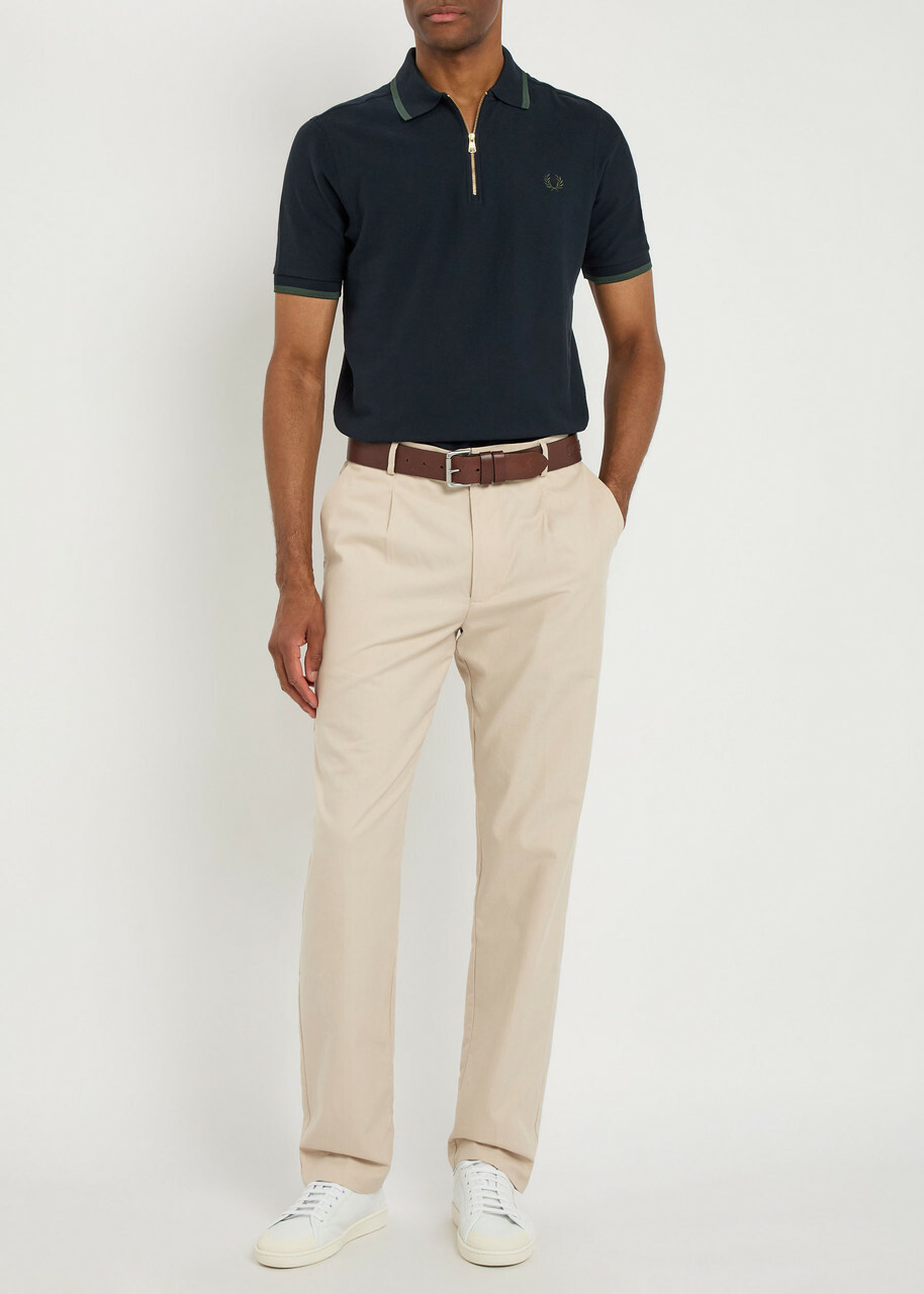 Fred Perry Logo-embroidered Cotton Polo Shirt Navy
