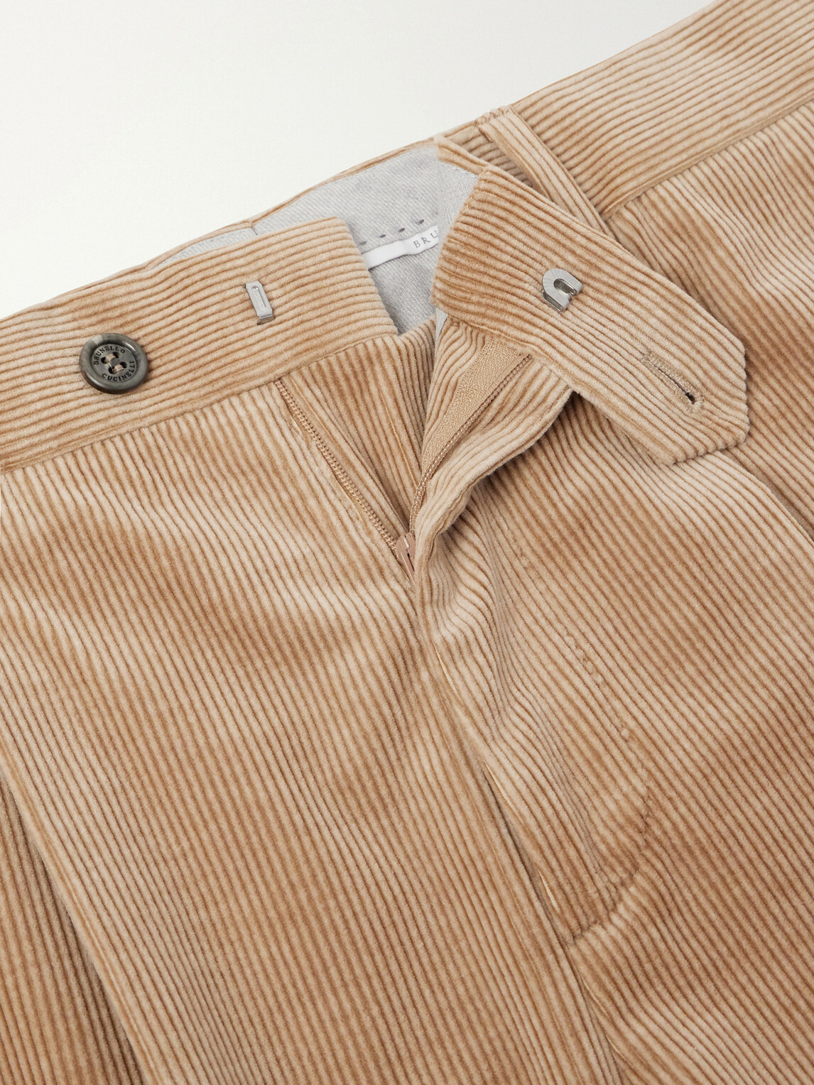 Brunello Cucinelli - Straight-Leg Pleated Cotton-Blend Corduroy Trousers - Brown