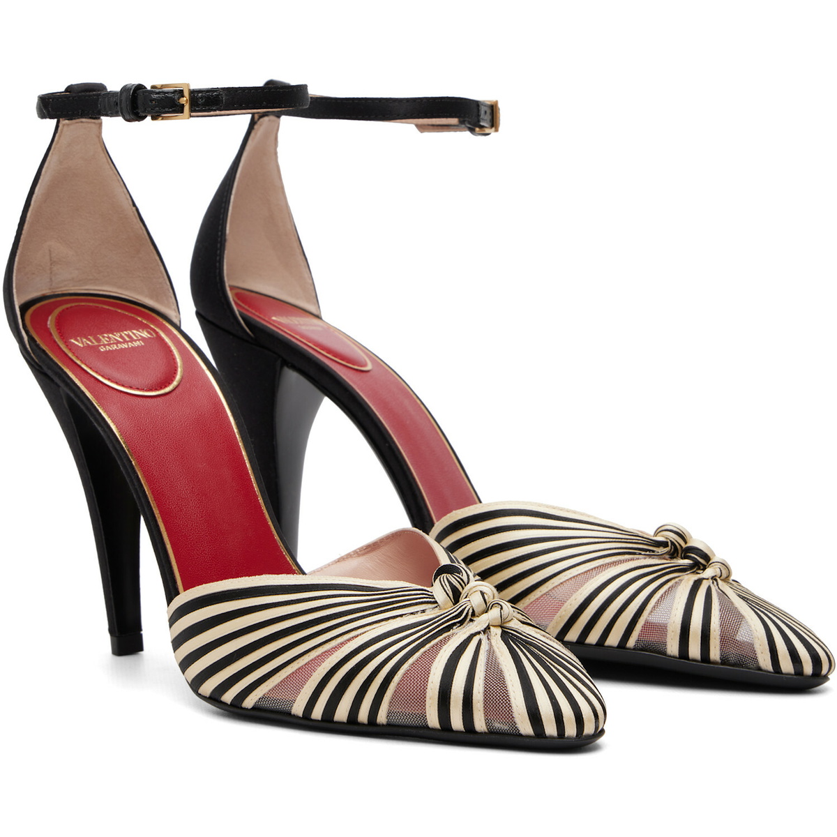 Valentino Garavani Black & Off-White Annine Satin Heels