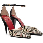 Valentino Garavani Black & Off-White Annine Satin Heels