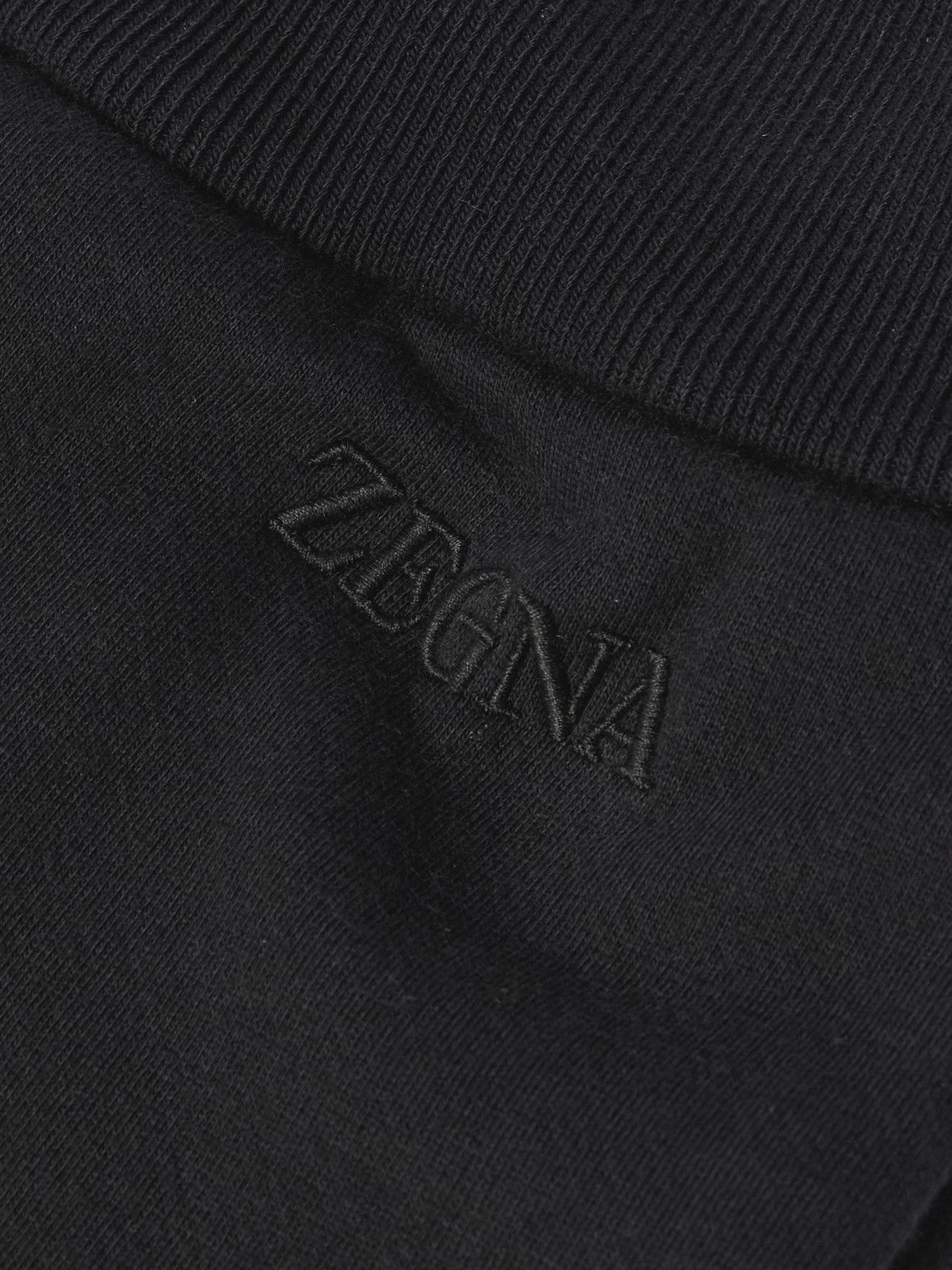 Zegna - Tapered Logo-Embroidered Cotton-Blend Jersey Sweatpants - Black