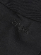 Zegna - Tapered Logo-Embroidered Cotton-Blend Jersey Sweatpants - Black