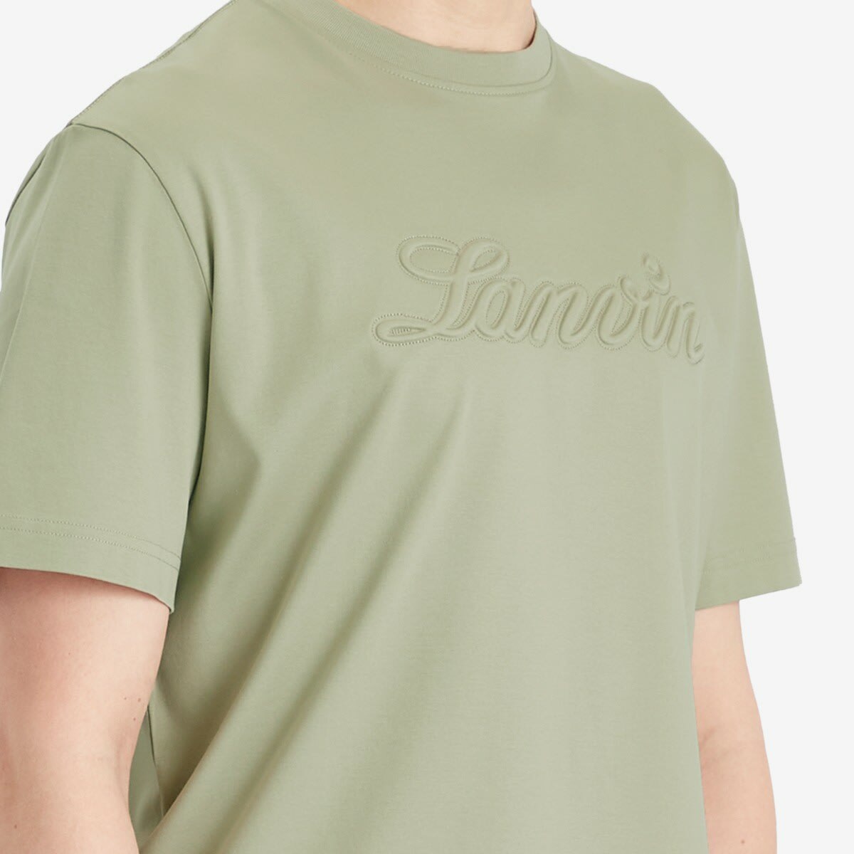 Lanvin Men's Debossed Script Logo T-Shirt in Lin