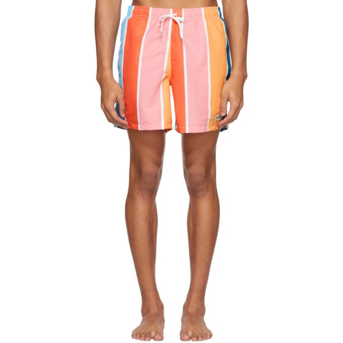 Photo: Bather Multicolor Striped Gradient Swim Shorts