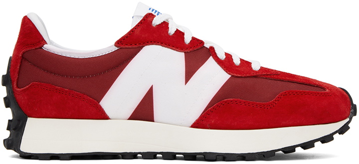 Photo: New Balance Red & White 327 Sneakers