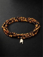 Sydney Evan - Small Mano Cornuto Gold, Tiger's Eye and Diamond Beaded Bracelet