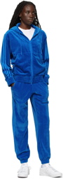 adidas Originals Blue Jeremy Scott Edition Velour Zip-Up Hoodie