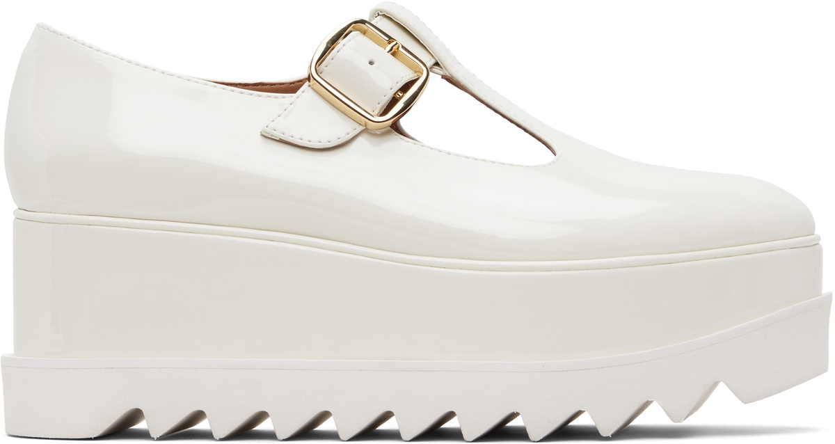 Stella McCartney White Elyse T-Bar Platform Mary Jane Derbys