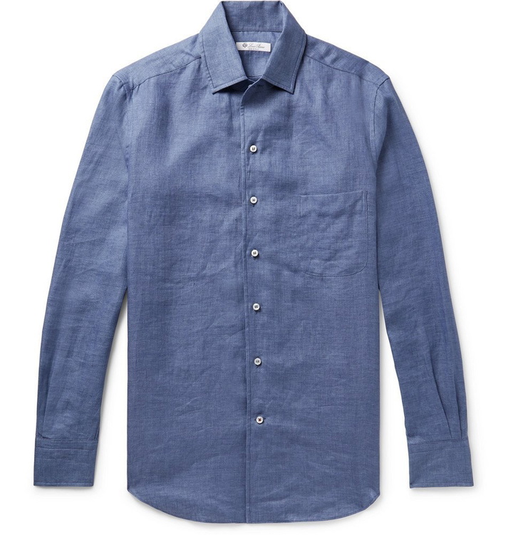 Photo: Loro Piana - André Slub Linen Shirt - Blue