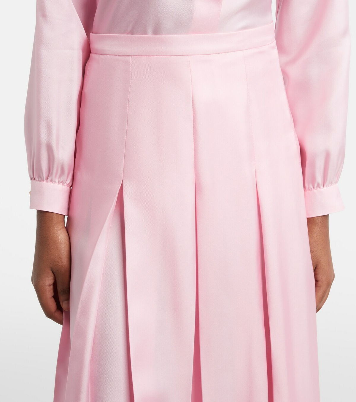 Gucci Pleated silk twill midi skirt