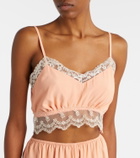 Simone Rocha Lace-trimmed crêpe de chine bra top