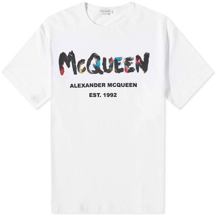 Photo: Alexander McQueen Men's Grafitti Logo T-Shirt in White/Mix