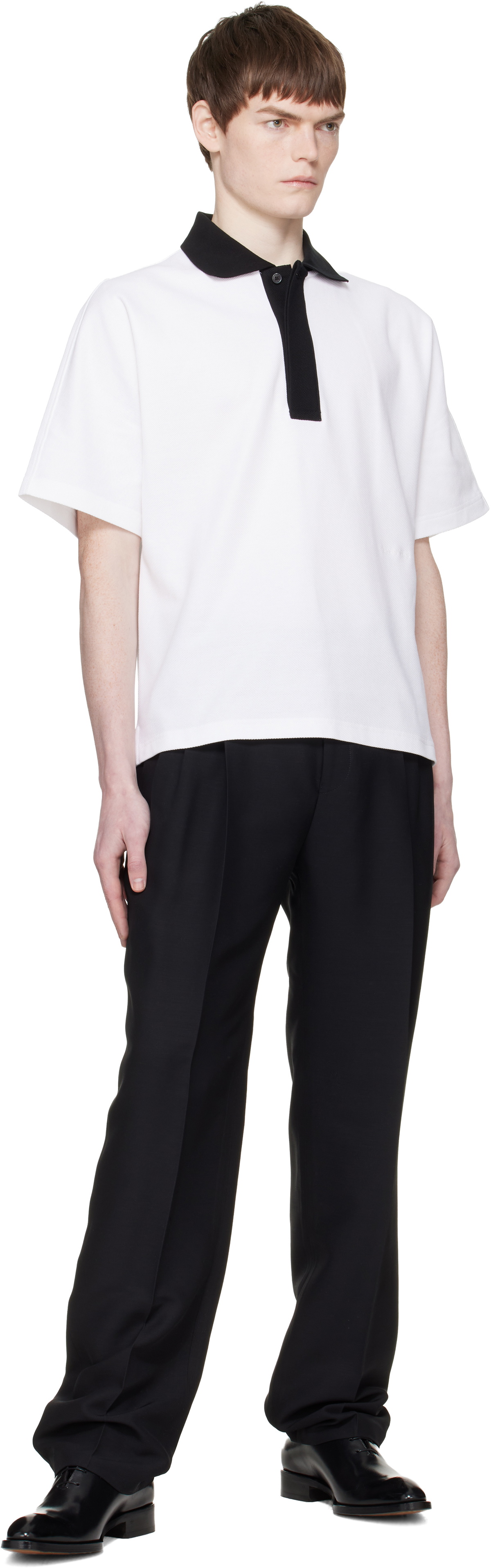 Lanvin White Contrast Collar Polo