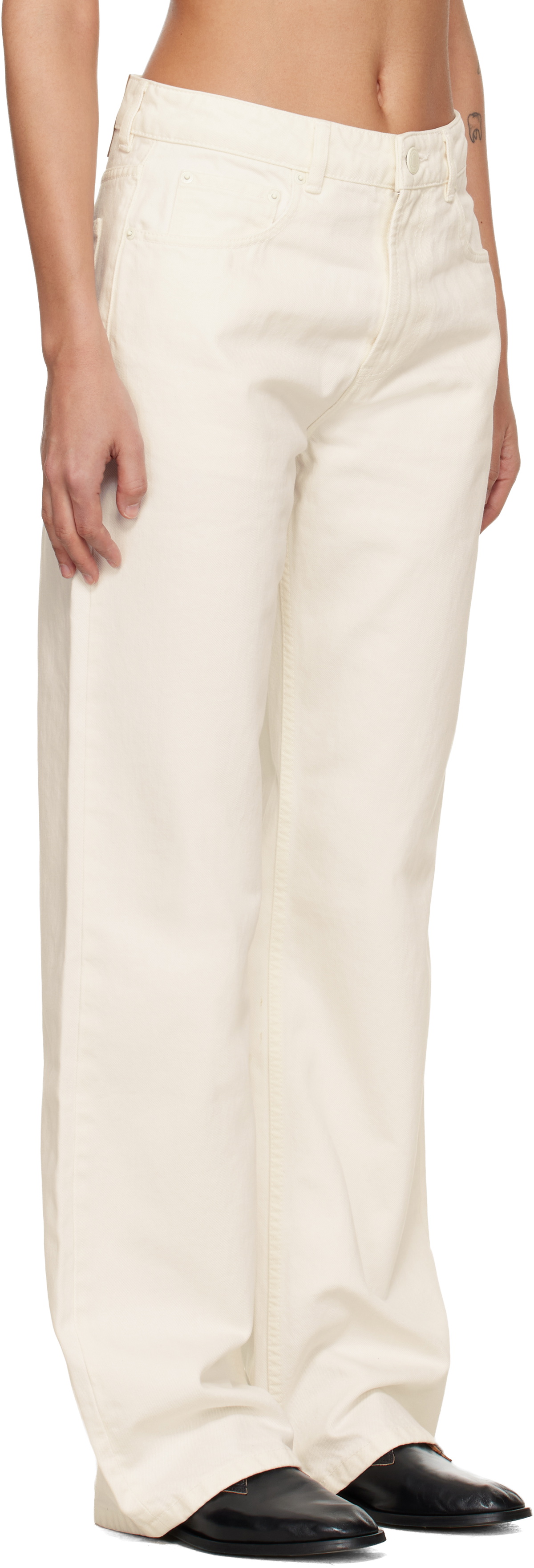 AMI Paris Off-White Cotton Large Fit Jeans