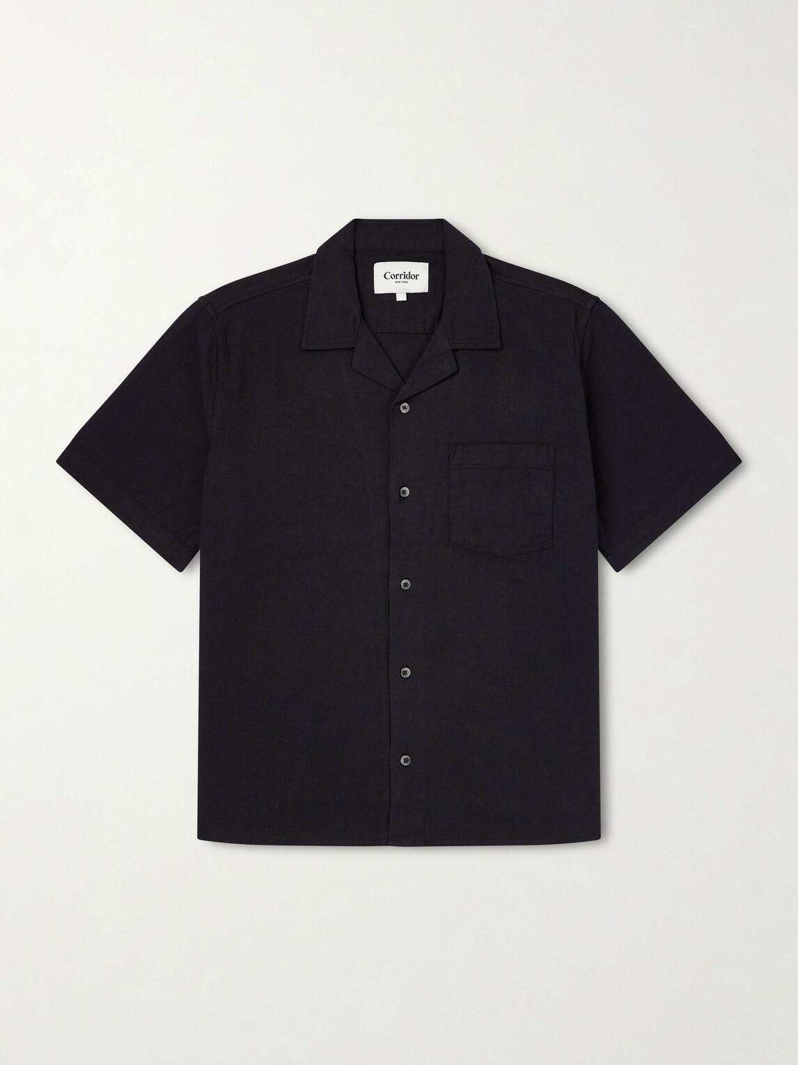 Corridor - Convertible-Collar Cotton-Hopsack Shirt - Black