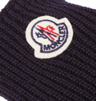 Moncler - Logo-Appliquéd Ribbed Wool Gloves - Blue