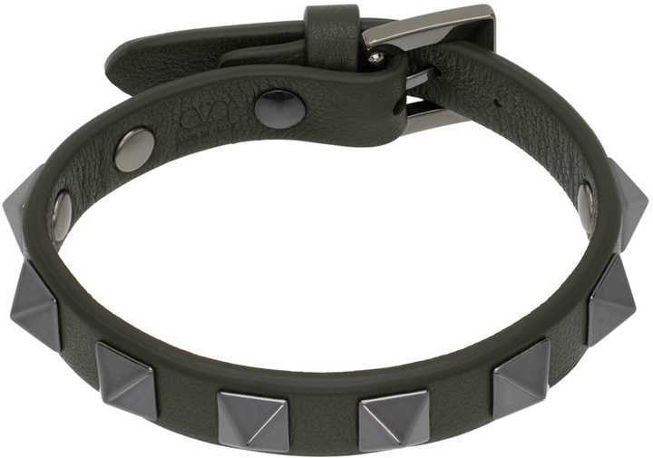 Photo: Valentino Garavani Green Rockstud Leather Bracelet