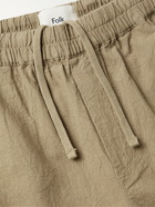 Folk - Crinkled Linen and Cotton-Blend Shorts - Brown