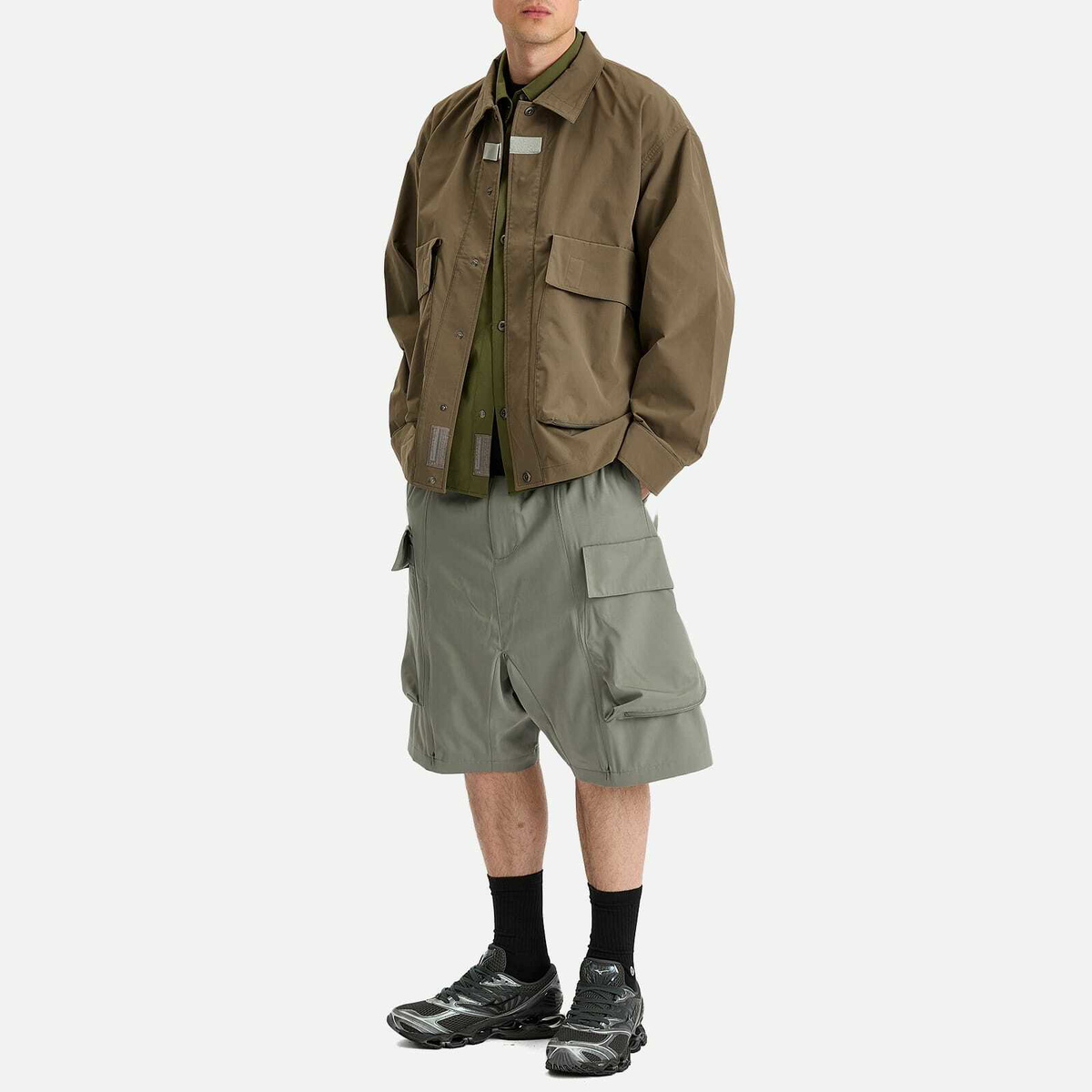 Poliquant Men's Deformed Cargo Pocket Jungle Trousers in Sand Grey