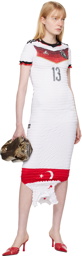 Conner Ives White Shirred Midi Dress