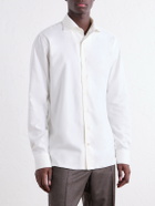 De Petrillo - Cutaway-Collar Brushed Cotton-Twill Shirt - White