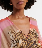 Roberto Cavalli Printed belted silk kaftan