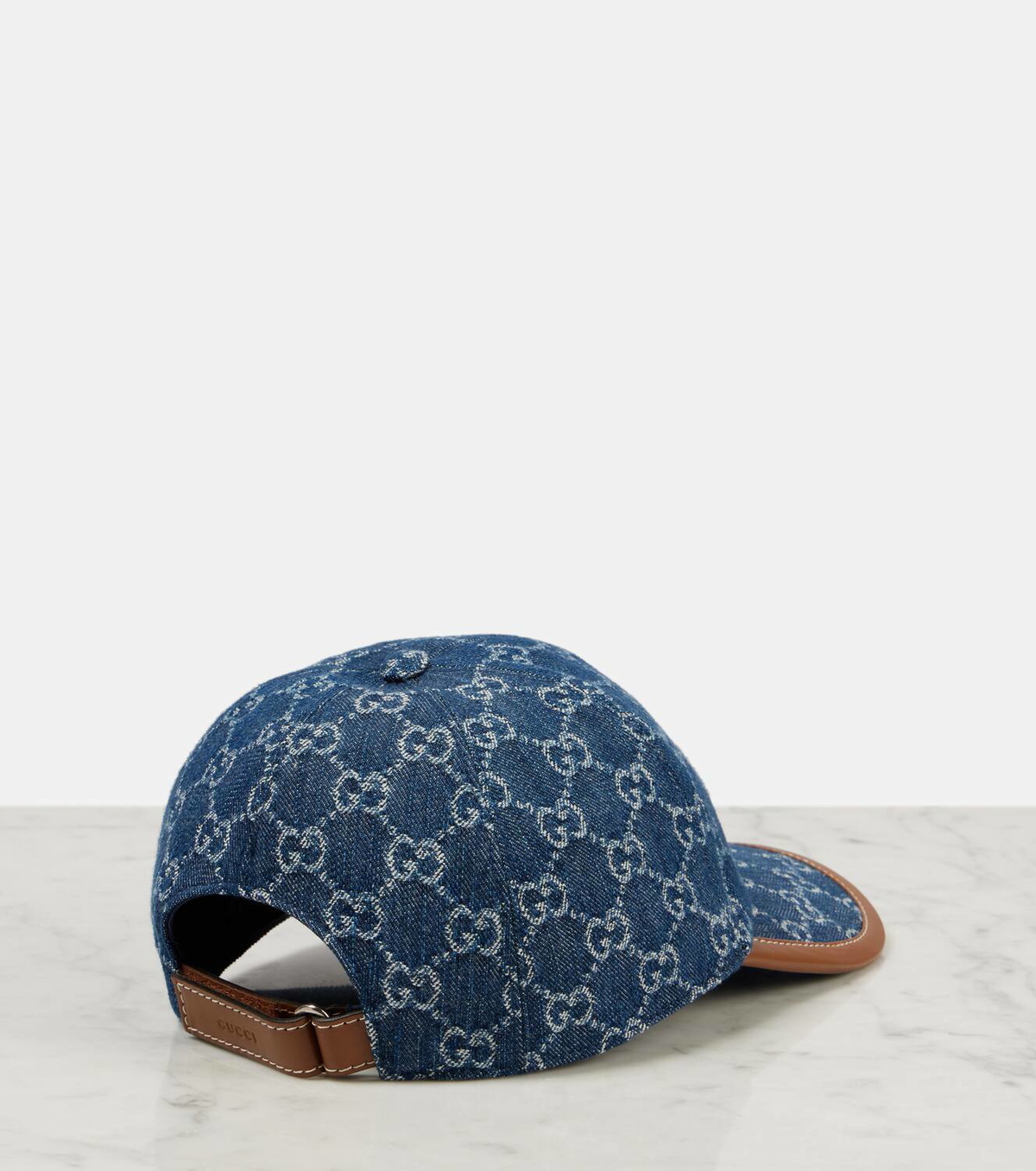 Gucci GG Canvas leather-trimmed denim baseball cap Gucci