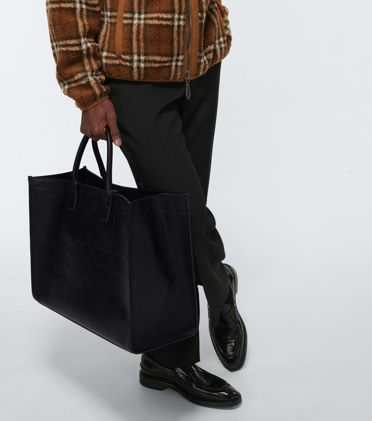 Burberry - Leather checked tote bag Burberry