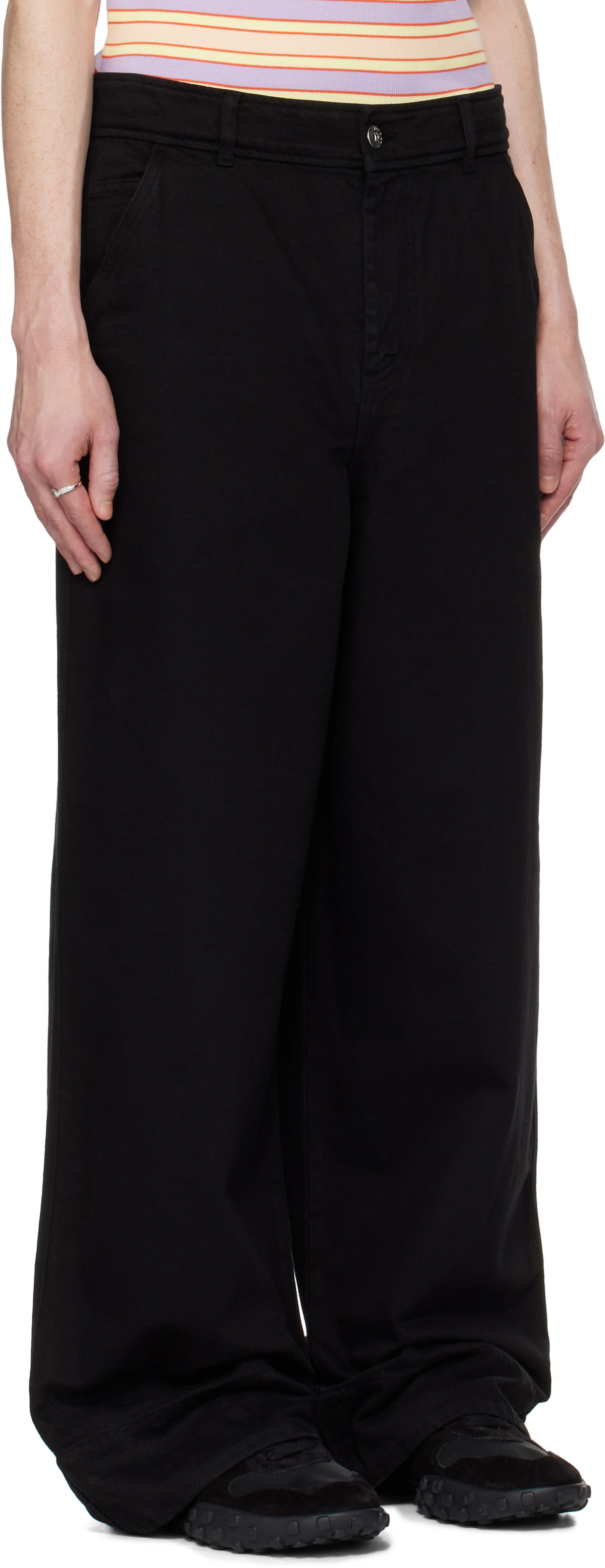 JW Anderson Black High-Waist Wide Leg Trousers JW Anderson