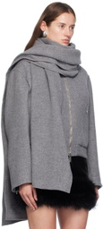 Blumarine Gray Felt Scarf Bomber